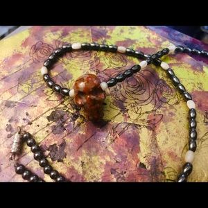 Unisex skull stone necklace